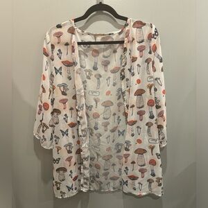 Oversized mushroom & butterfly Bathing-suit cover/over shirt